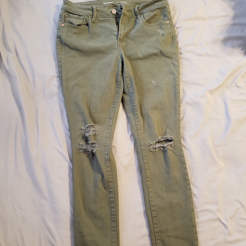 Army green skinny jeans